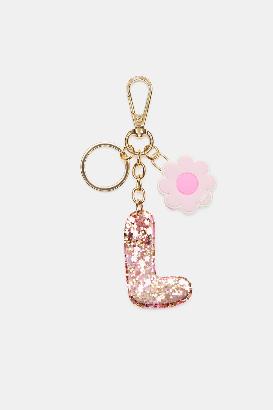 Pink Stripe Initial Keyring  L