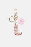Pink Stripe Initial Keyring  L  hi-res