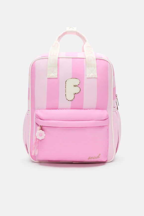 Pink Stripe Initial Backpack  F  hi-res