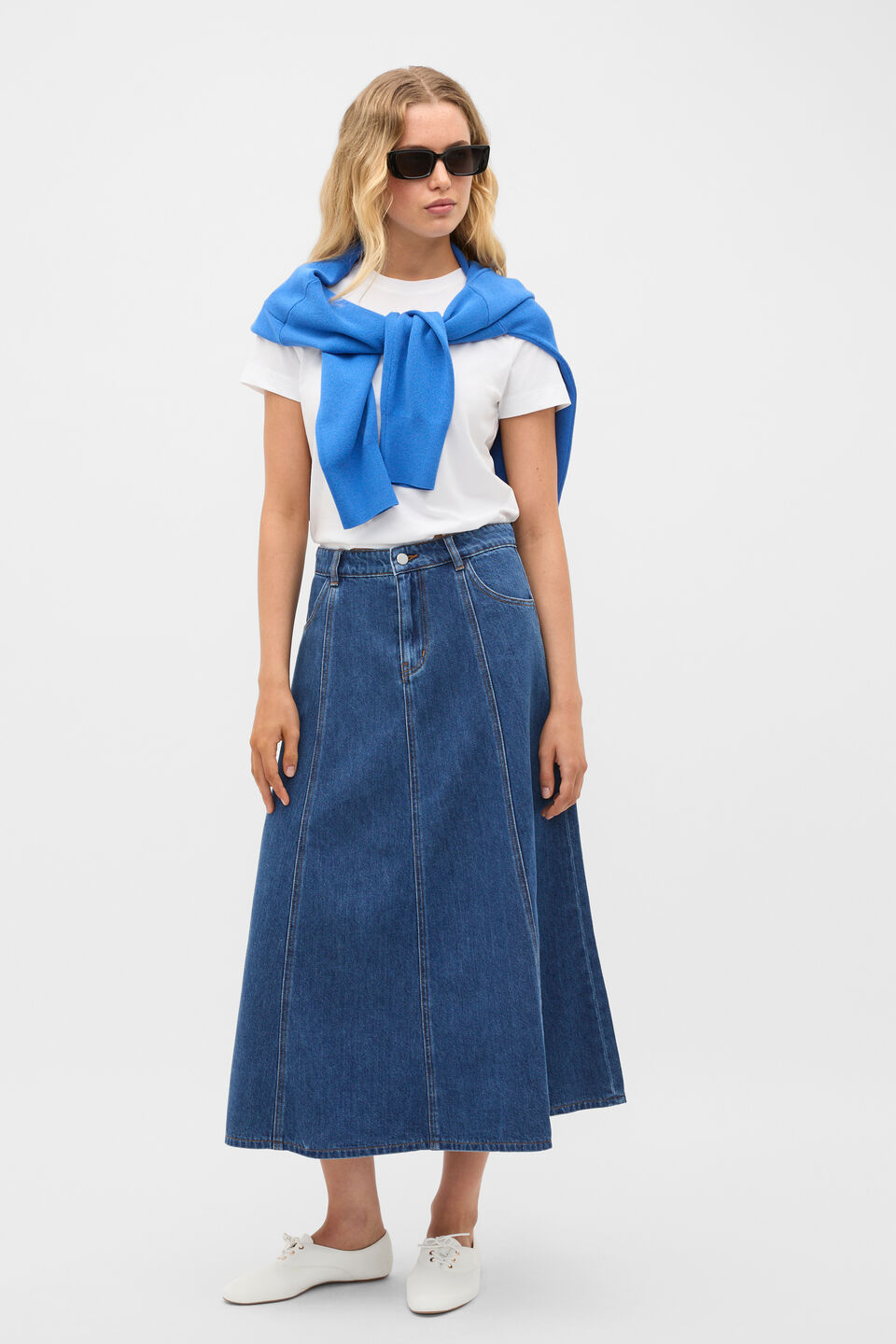 Denim A-Line Midi Skirt  Heritage Wash