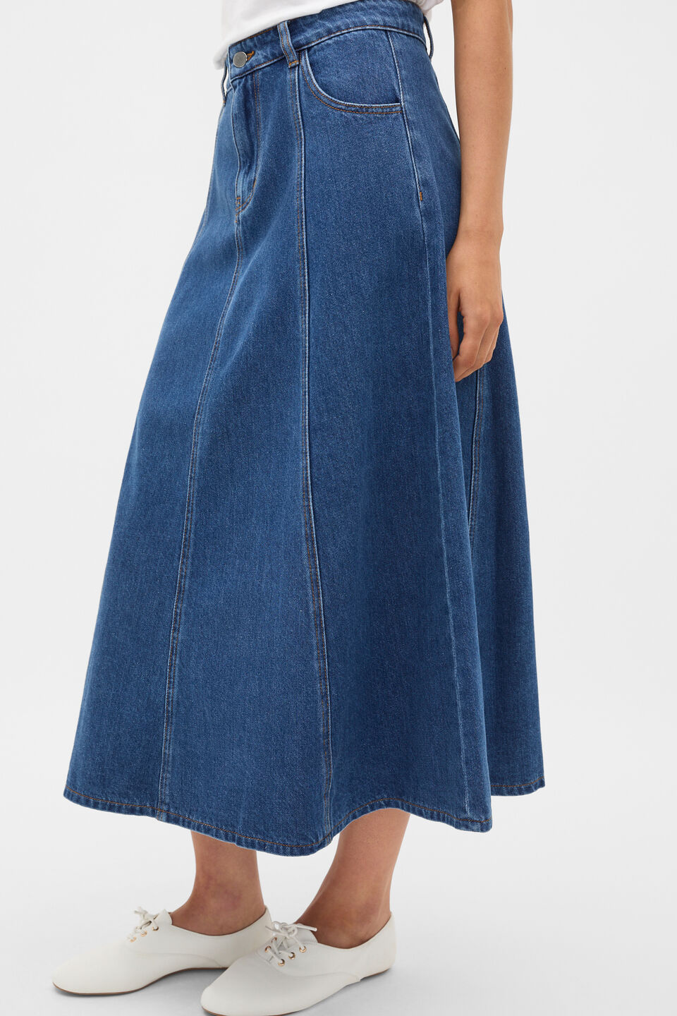Denim A-Line Midi Skirt  Heritage Wash