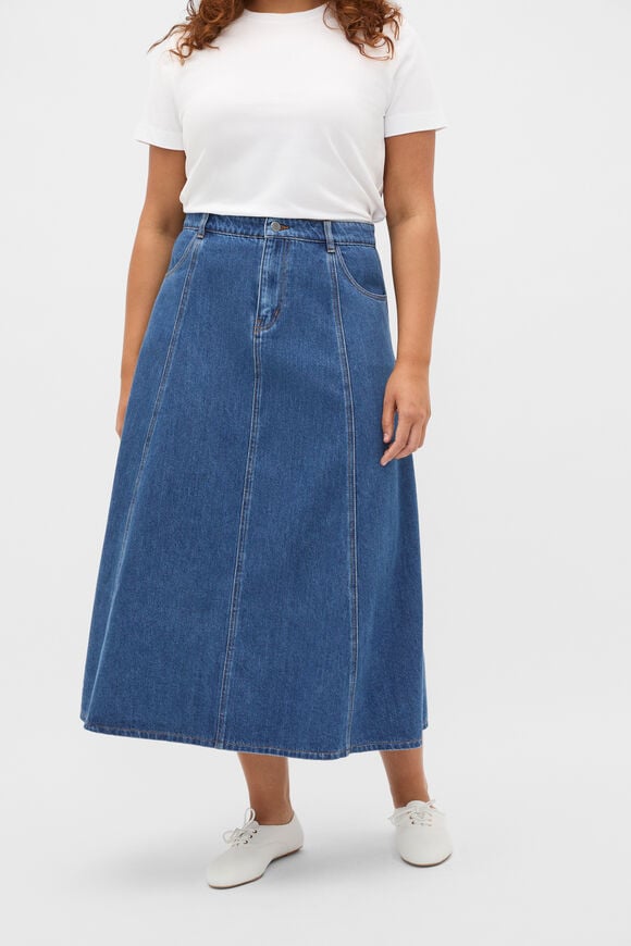 Denim A-Line Midi Skirt  Heritage Wash  hi-res