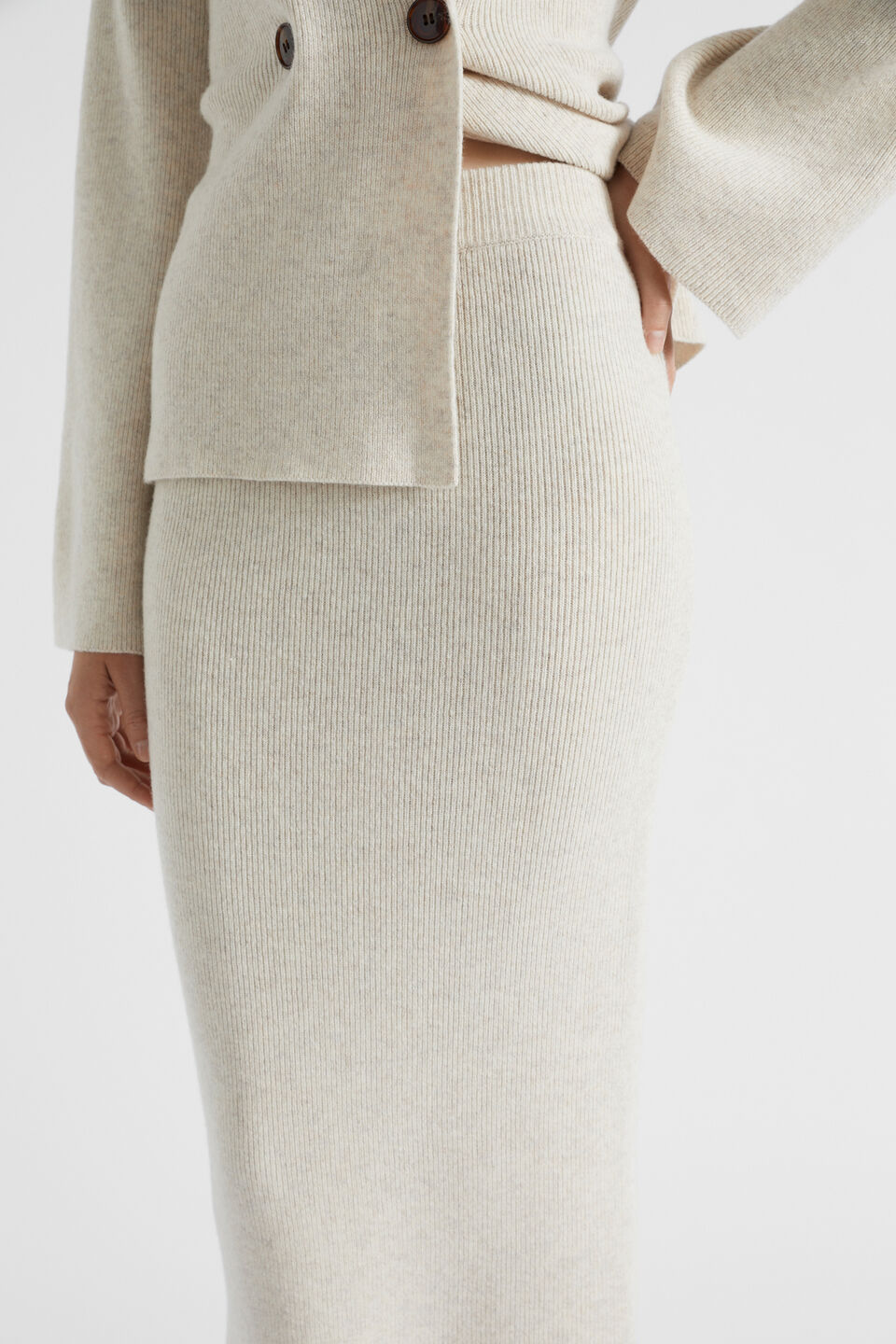 Structured Knit Skirt  Oat Marle