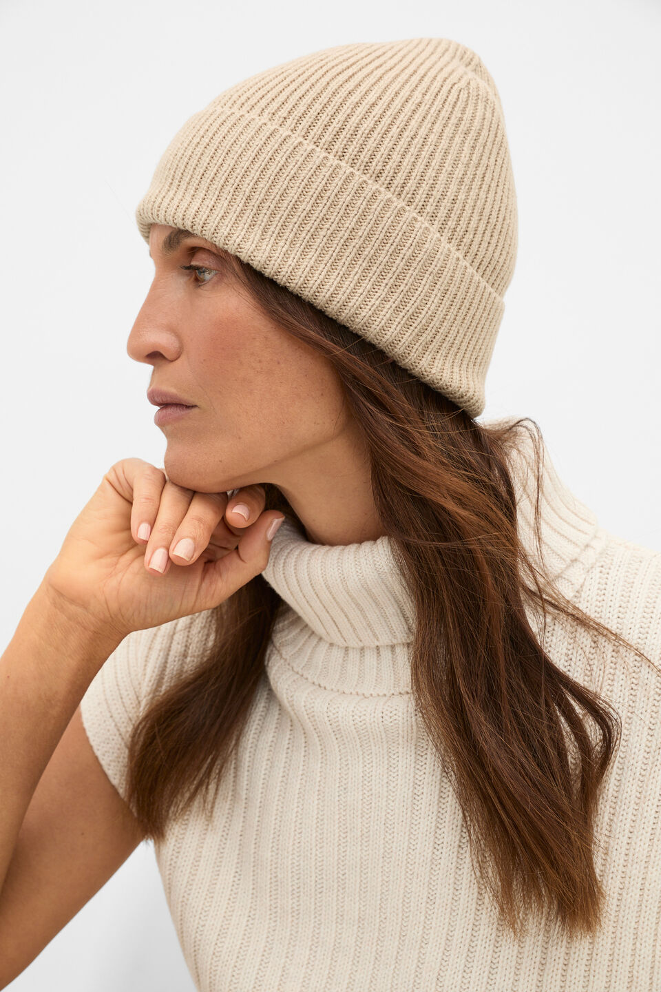 Rib Knit Beanie  Sandstone Marle
