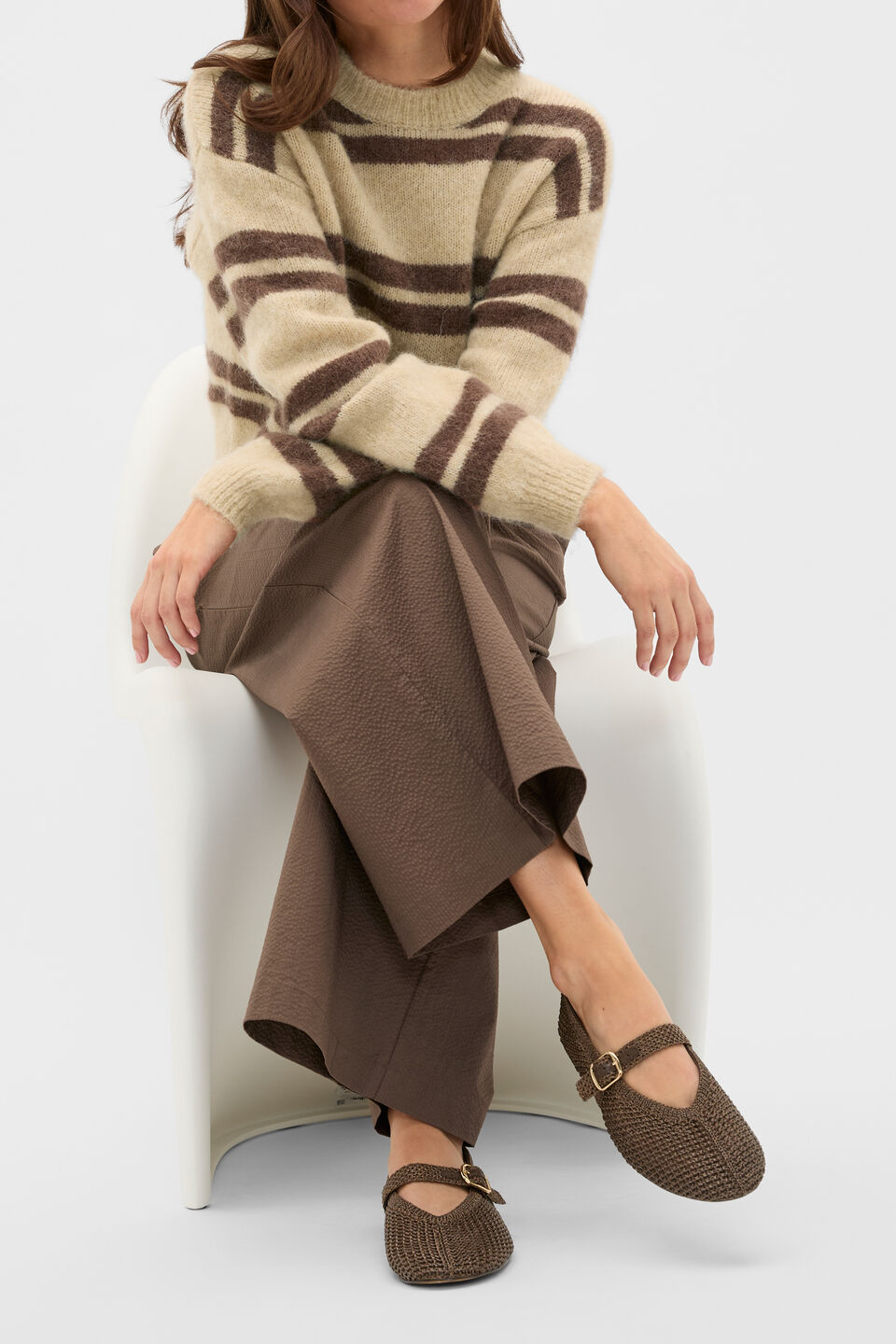Mara Crochet Ballet Flat  Chestnut