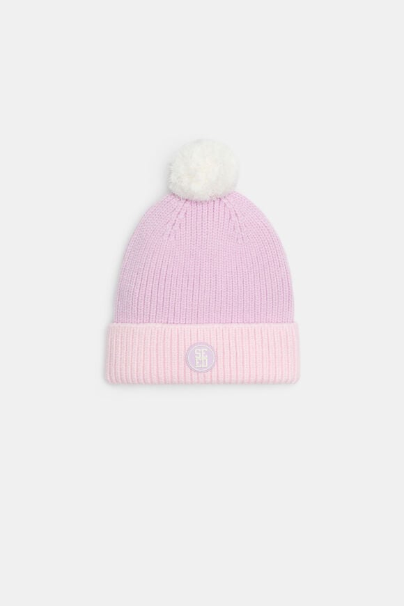 Rib Colourblock Beanie  Orchid  hi-res