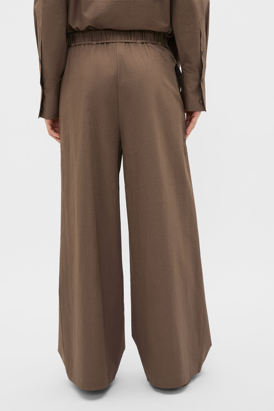 Textured Wide Leg Pant  Chestnut