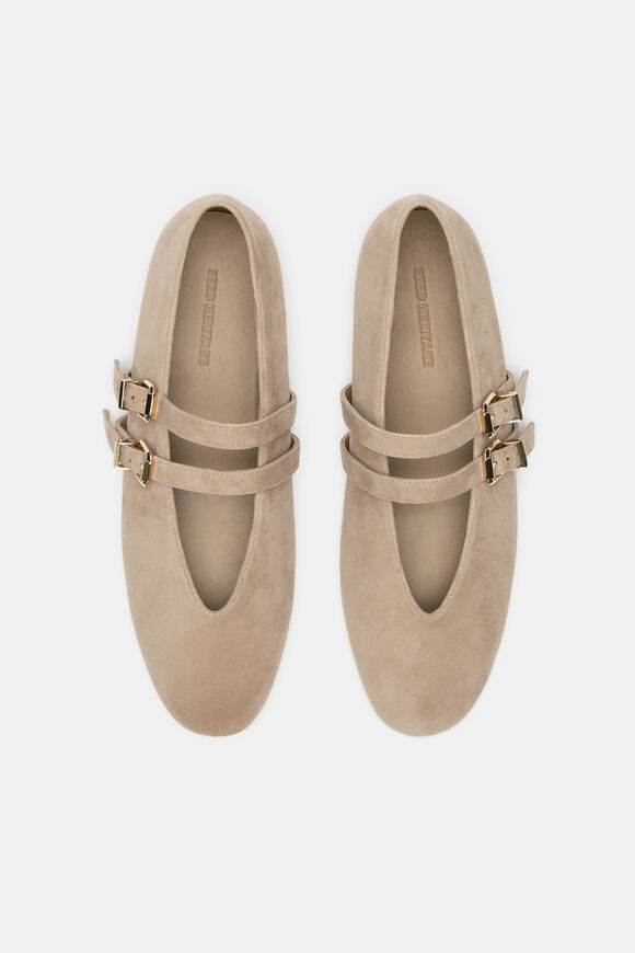 Astor Double Strap Ballet Flat  Cashew Suede  hi-res