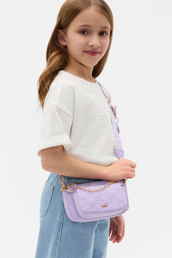 Quilted Flower Hybrid Cross Body Bag  Lilac  hi-res