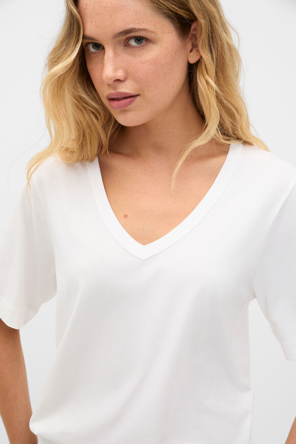 Cotton V Neck Relaxed Tee  Whisper White  hi-res