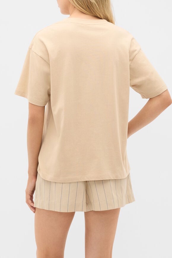 T-Shirt and Stripe Short PJ Set  Cashew Cream  hi-res