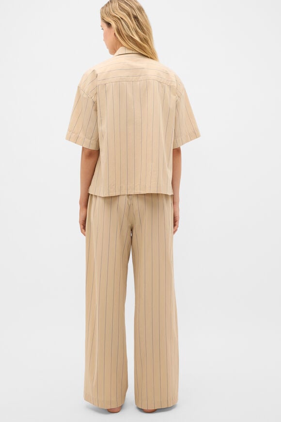 Stripe Shirt and Pant PJ Set  Cashew Cream  hi-res