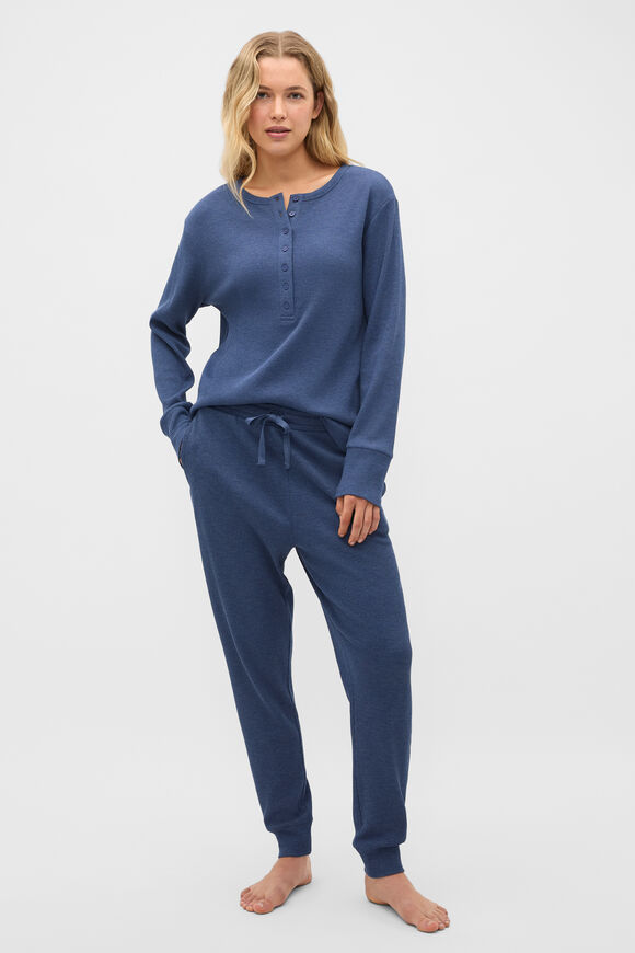 Waffle Top and Pant PJ Set  Royal Blue Marle  hi-res