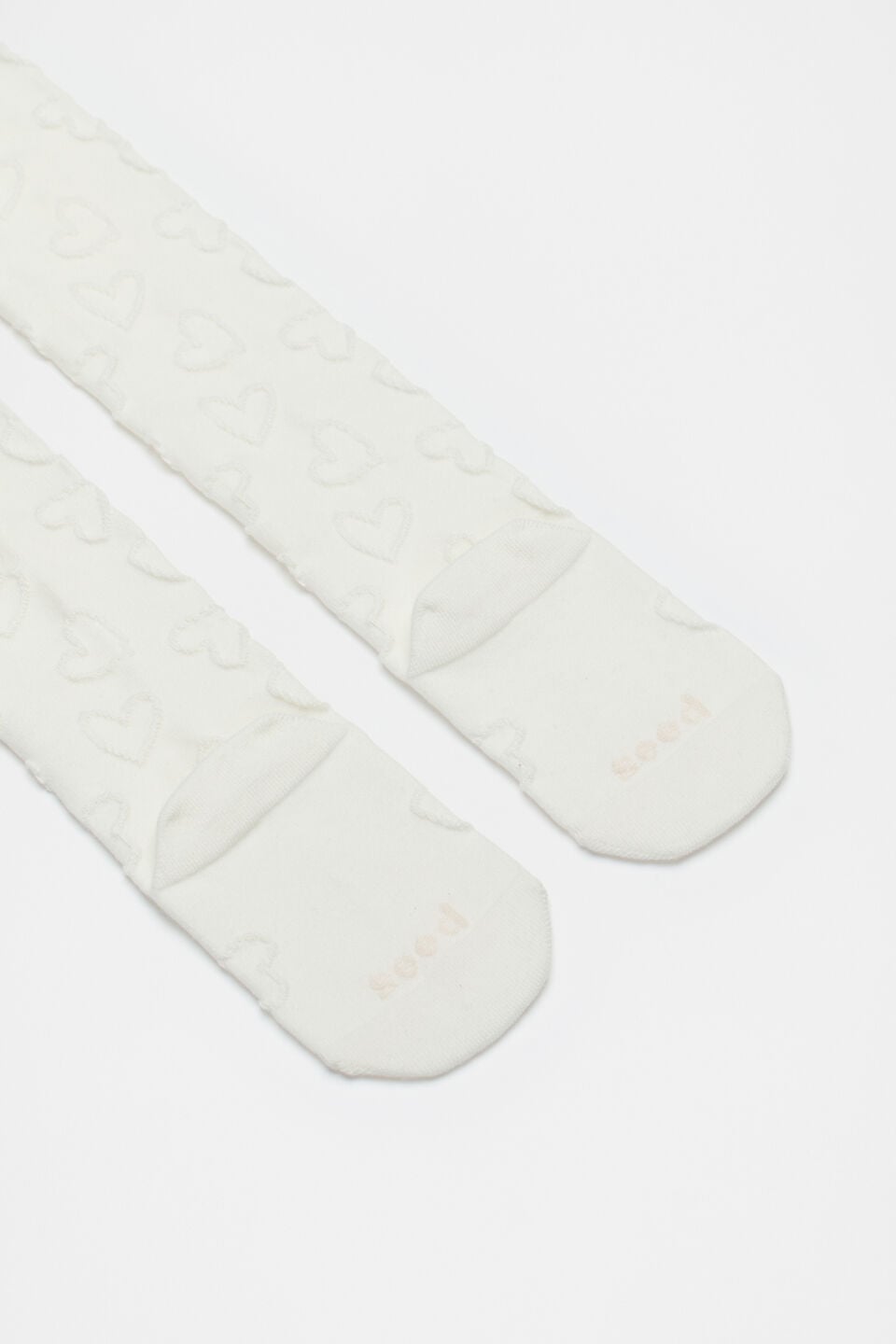 Heart Jacquard Tights  Vanilla