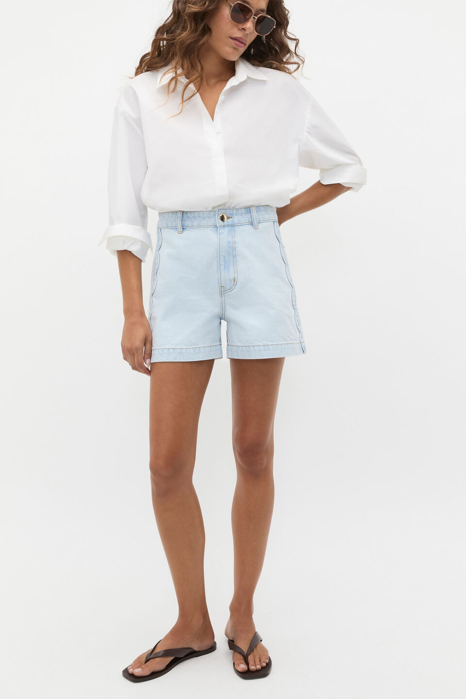Denim Scallop Short  Cornflower Wash