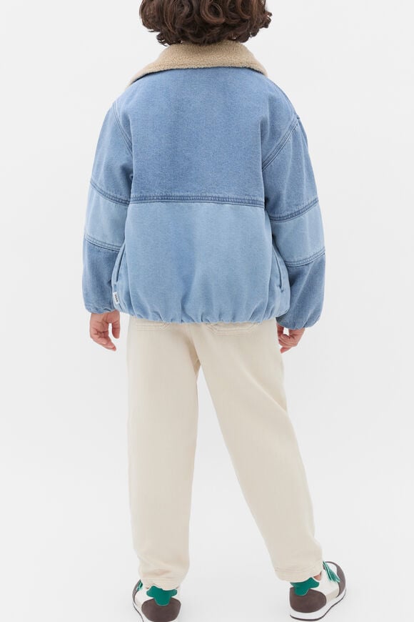Two Tone Denim Bomber  Mid Blue  hi-res