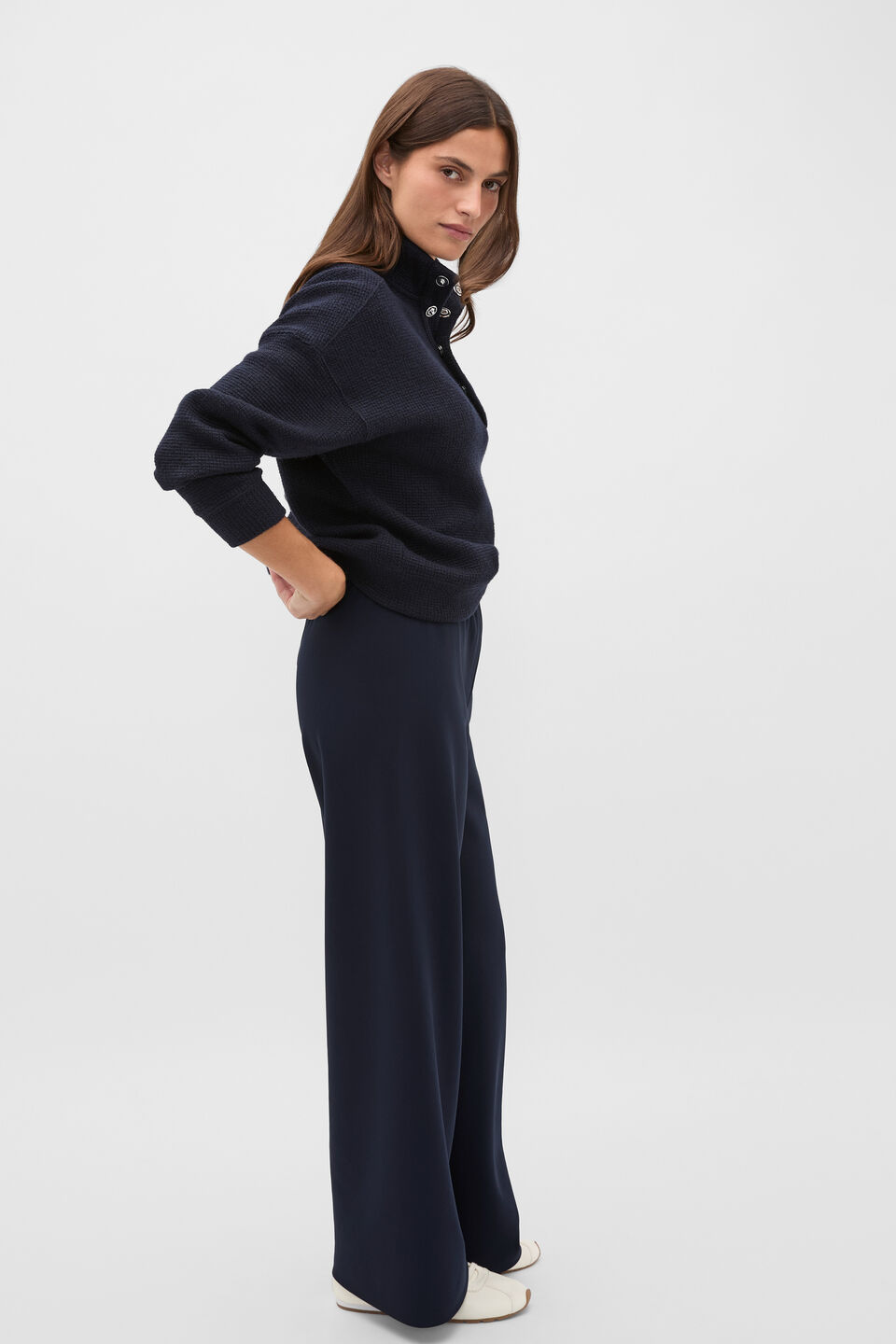 Textured Twist Funnel Neck Sweat  Twilight Blue Twist