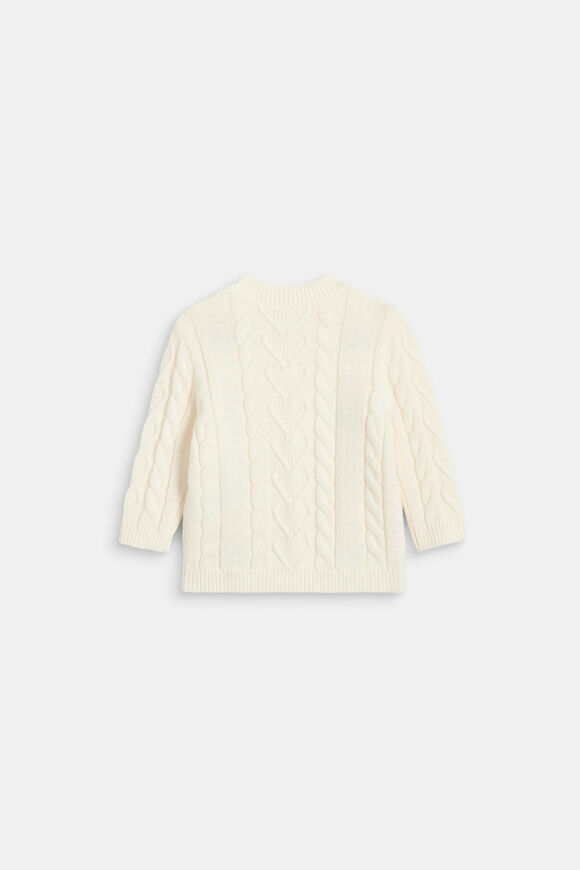 Floral Cable Knit Sweater  Classic Cream  hi-res