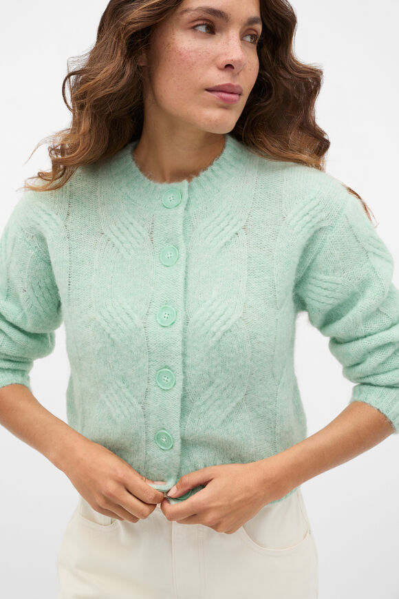 Lofty Oversized Cable Knit Cardigan  Soft Moss  hi-res