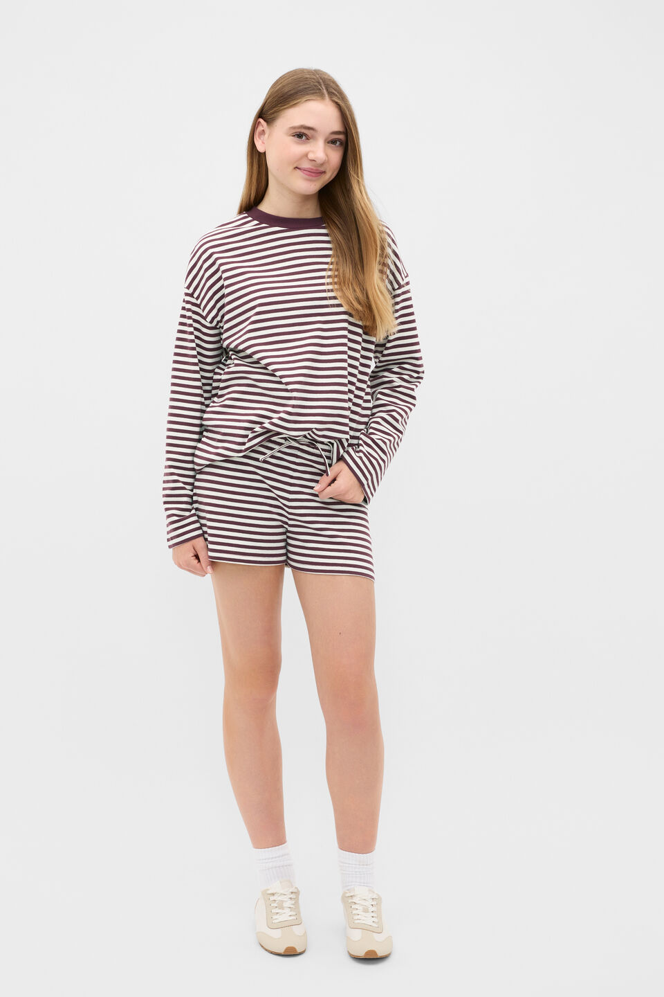 Stripe Boyfriend Tee  Mulberry