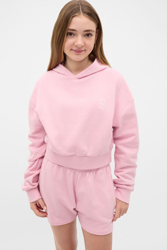 Logo Cropped Hoodie  Rose Pink  hi-res