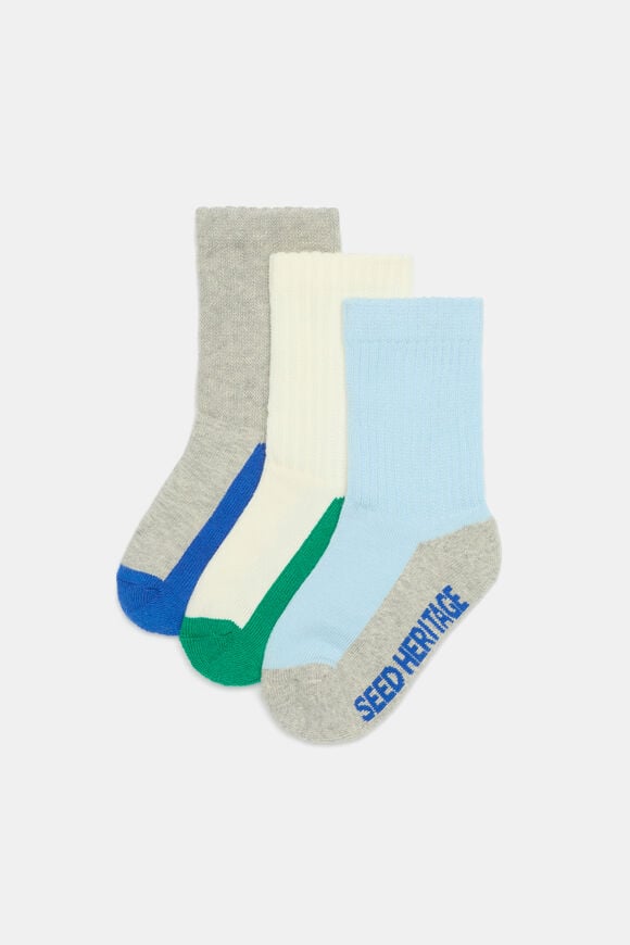Sport Contrast Sock 3 Pack  Blue Multi  hi-res