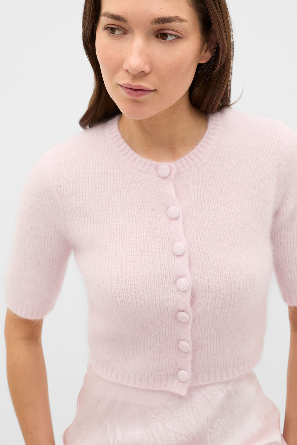 Fluffy Short Sleeve Cardigan  Primrose