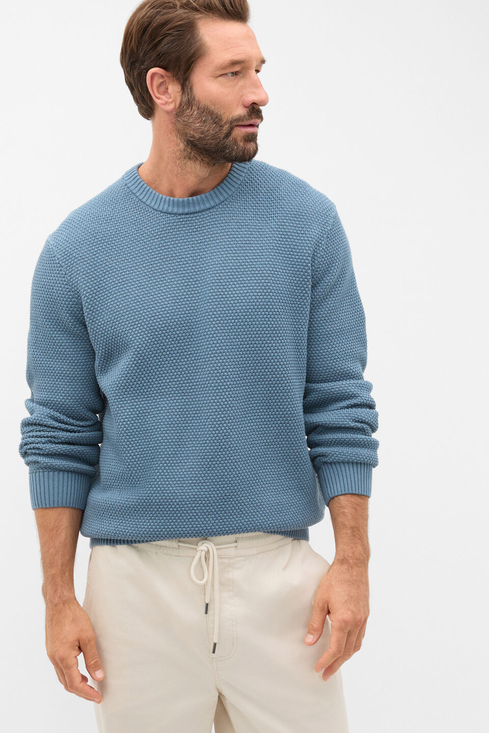 Basket Stitch Crew  Ocean Blue