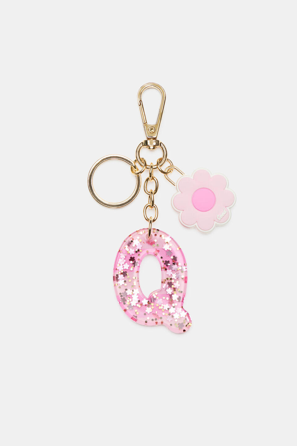 Pink Stripe Initial Keyring  Q