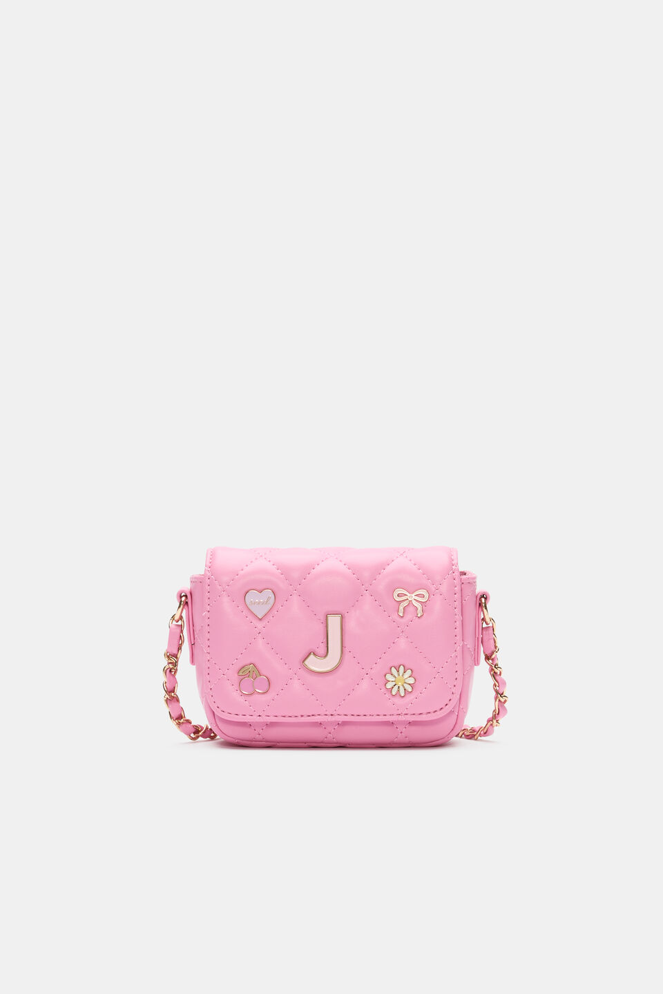 Initial Quilted Charm Bag  J