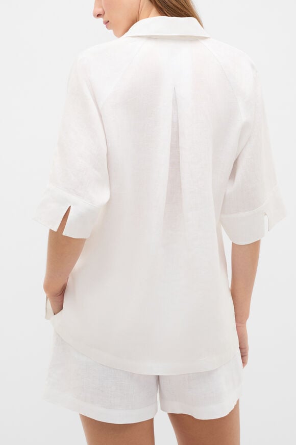 Core Linen Half Placket Popover  Whisper White  hi-res