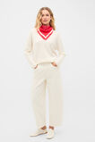 Australian Merino V Neck Cable Knit  Coconut Cream  hi-res