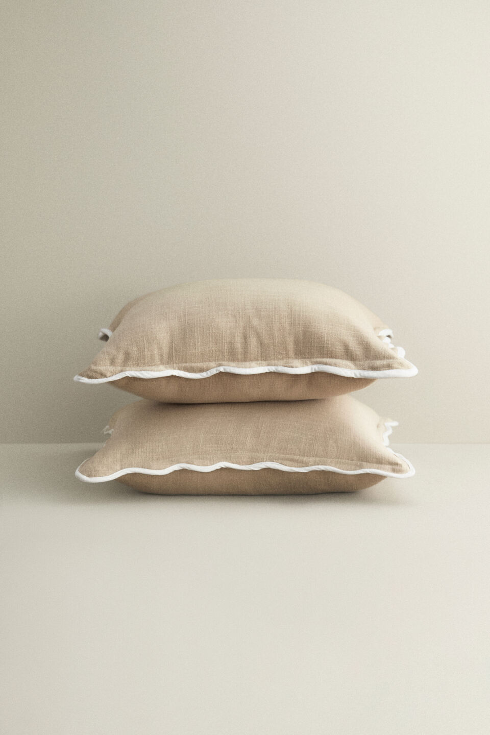 Piped Edge Cushion  Cashew Cream