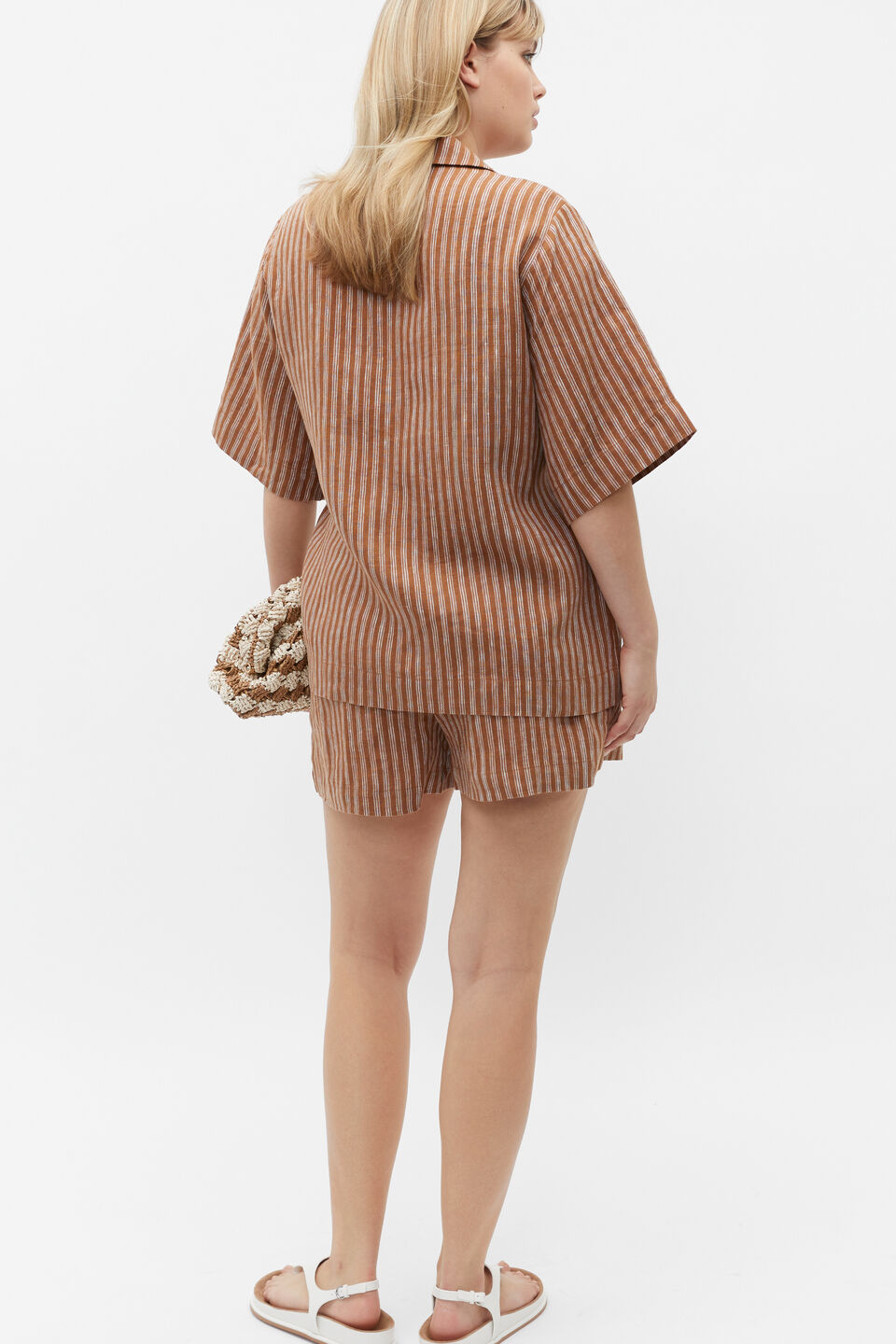 Oversize Short Sleeve Shirt  Cinnamon Spice Stripe