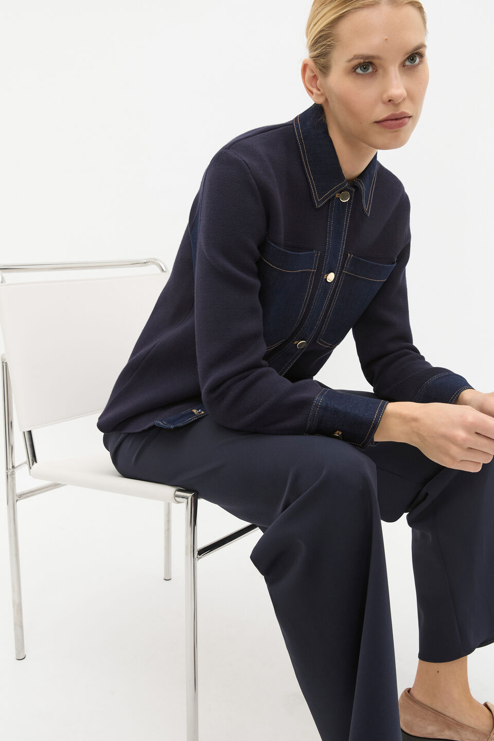 Double Knit Denim Jacket  Twilight Blue