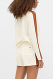 Contrast Long Sleeve Top and Short PJ Set  Egg Shell  hi-res