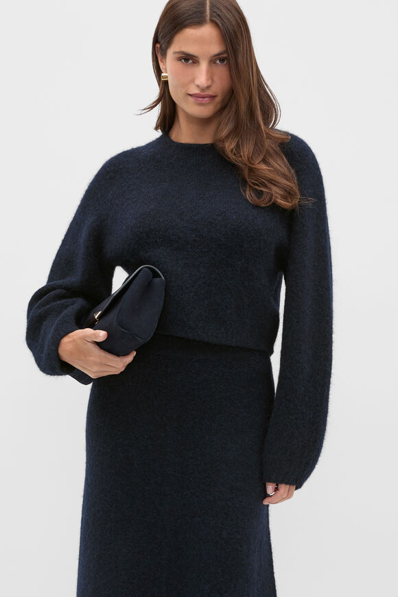 Luxe Fluffy Crop Knit  Twilight Blue  hi-res