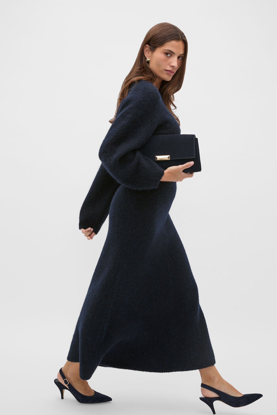 Luxe Fluffy Crop Knit  Twilight Blue