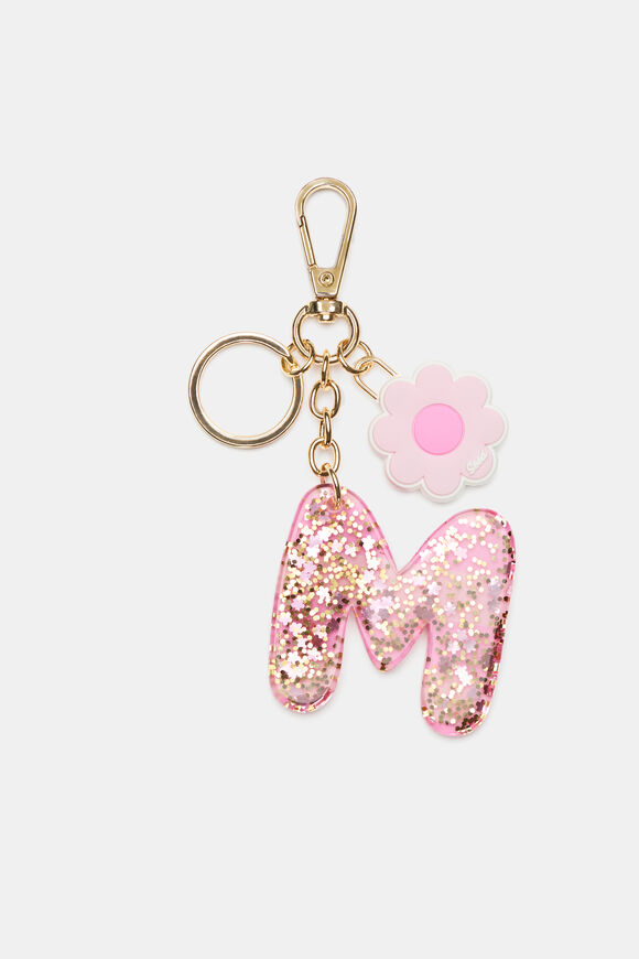 Pink Stripe Initial Keyring  M  hi-res