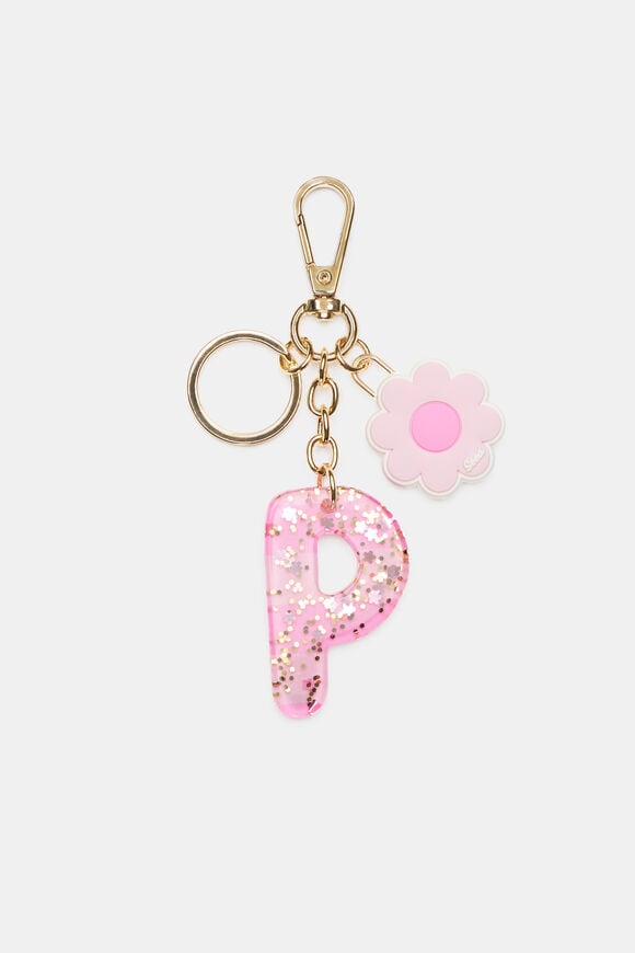 Pink Stripe Initial Keyring  P  hi-res