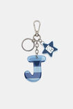 Blue Stripe Initial Keyring  J  hi-res