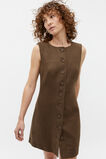 Linen Button Through Mini Dress  Dark Praline  hi-res