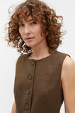 Linen Button Through Mini Dress  Dark Praline  hi-res