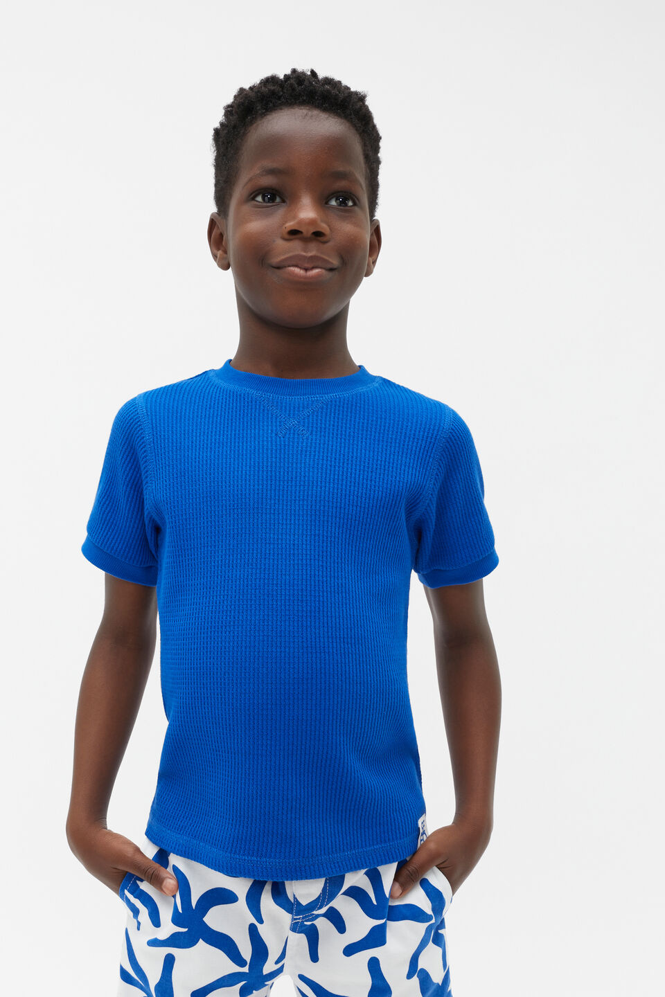 Waffle Tee  Cobalt