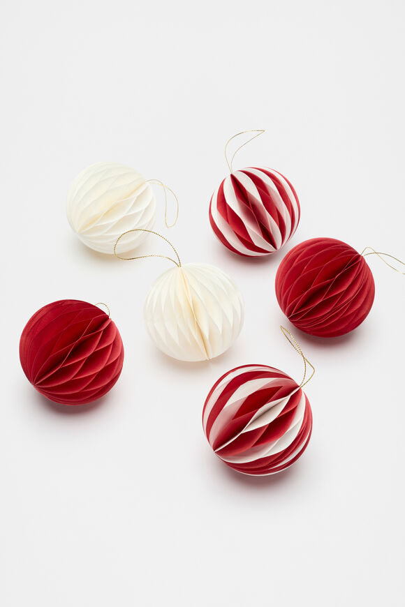 Paper Honeycomb Bauble Set of 6  Electric Crimson  hi-res
