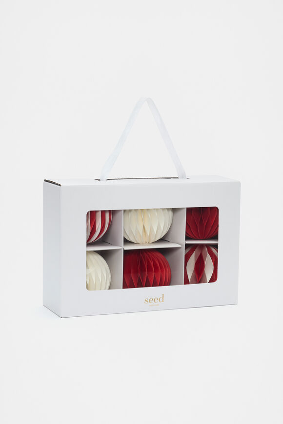 Paper Honeycomb Bauble Set of 6  Electric Crimson  hi-res