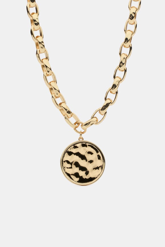Luxe Round Pendant Necklace  Gold  hi-res