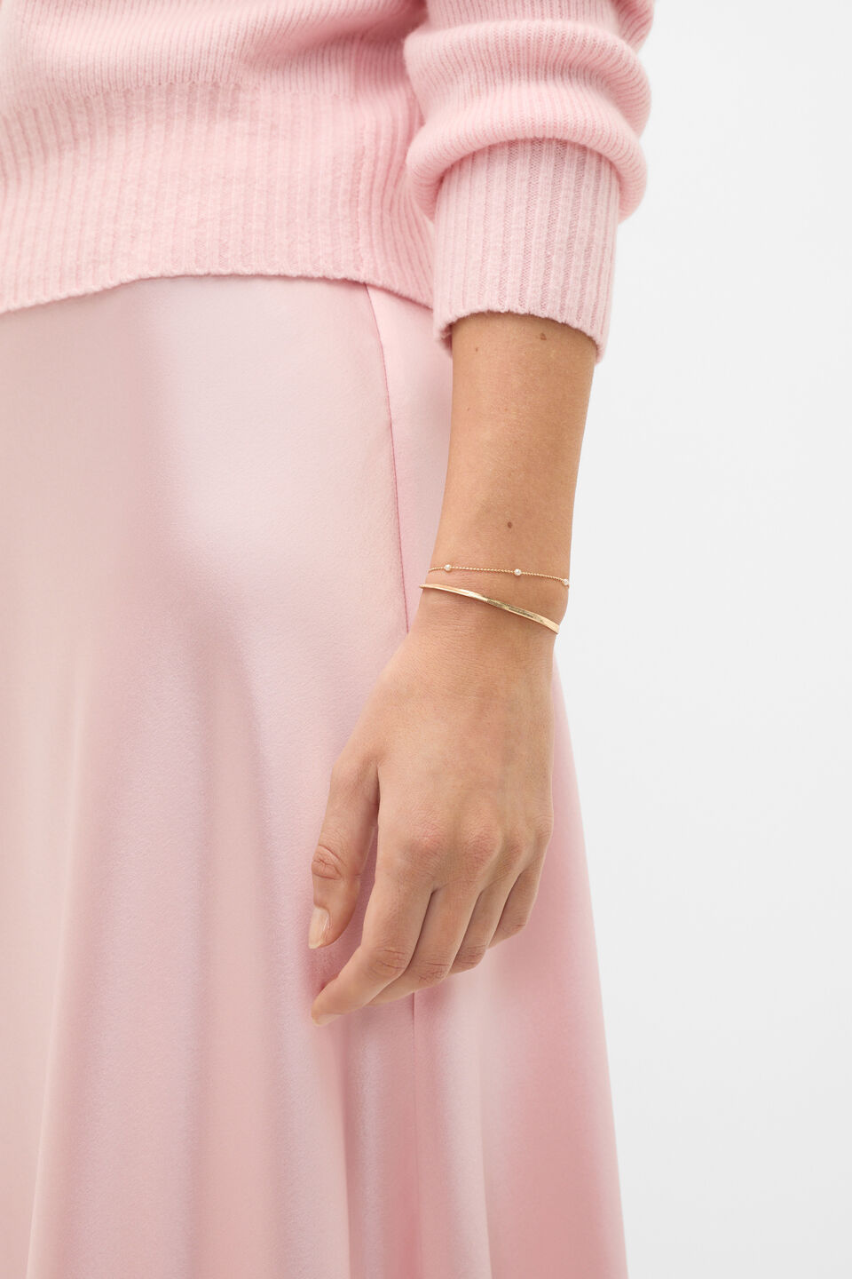 Delicate Station Pearl Bracelet Set  Gold
