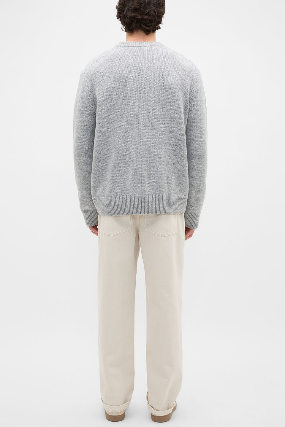 Wool Cotton Crew  Mid Grey Marle