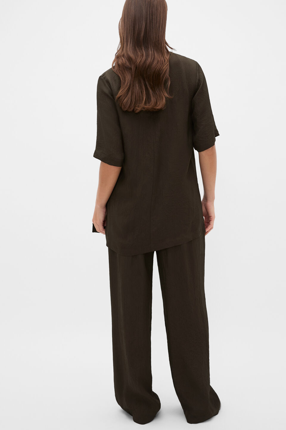 Textured Satin Oversized Tee  Coffee Bean